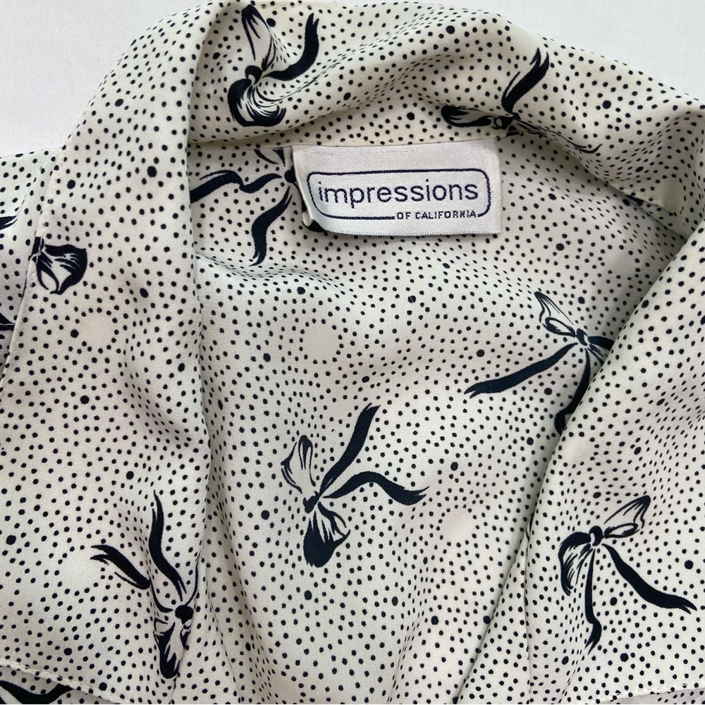 Impressions bow Black and White Casual Button Down Shirt - Picture 2 of 4